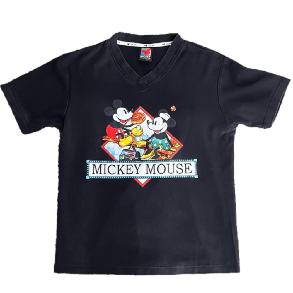 Vintage 90s Mickey & Minnie Mouse Mickey Unlimited V-Neck T Shirt Youth L